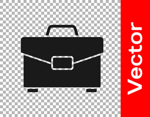 Black Briefcase icon isolated on transparent background. Business case sign. Business portfolio. Vector Illustration.