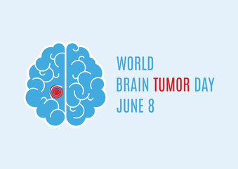 World Brain Tumor Day vector. Human brain icon vector. Sick brain abstract icon. Brain Tumor Day Poster, June 8. Important day