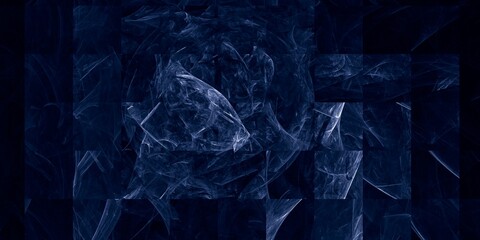 Abstract blue smoke on a black background in a mosaic