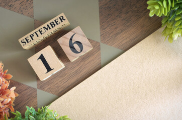 September 16, Number cube design in natural concept.