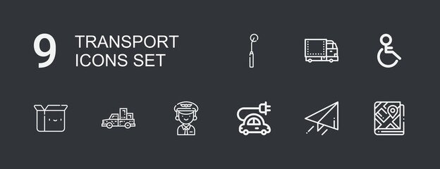 Editable 9 transport icons for web and mobile