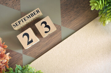 September 23, Number cube design in natural concept.