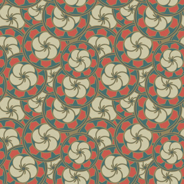 Japanese style retro vintage seamless pattern background spiral round cross plum blossom wheel