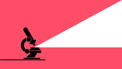 Microscope banner for various sites and posters with the ability to add text. Minimalistic banner with a microscope for the medical business. Vector illustration.