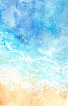 abstract watercolor sea and wave background