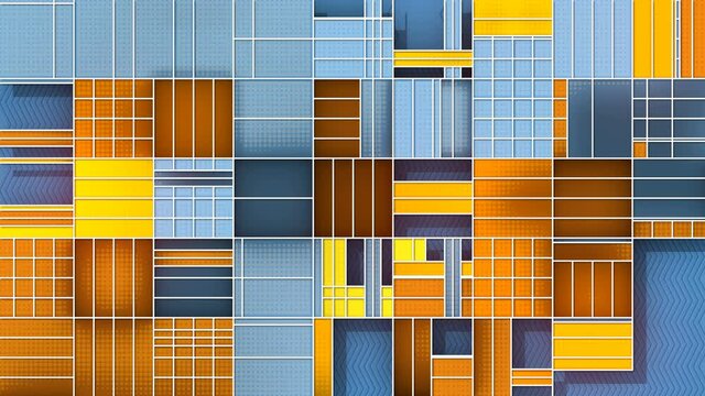 Rectangular flat containers Isometric abstract background. 3d loop animation. 4K