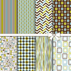 Collection of Retro seamless patterns from the 50s and 60s. Seamless abstract Vintage background. Vector illustration