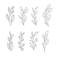 Set of Rustic Vintage Hand drawn florals and laurels. Can be used for wedding invitations, scrapbooking, wrapping.