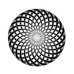 Spiral serpentine in round shape illusion on white