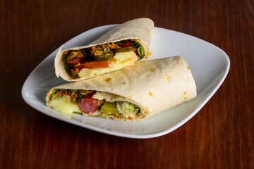 Tortilia with saucage