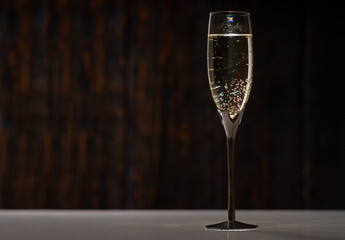 Elegant glass or flute of bubbly champagne