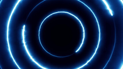 Neon bakcground flying through edless glowing rotating neon triangles creating a tunnel, green violet spectrum, fluorescent 3d rendering infinity light, modern colorful lighting, 4k