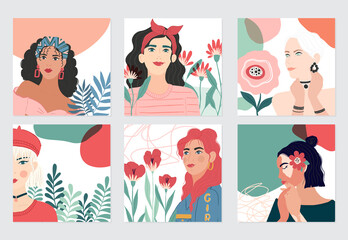 Set of illusttation. 8 march, International Women's Day