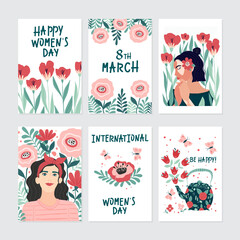 Set of illusttation. 8 march, International Women's Day