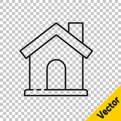 Black line House icon isolated on transparent background. Home symbol. Vector Illustration.