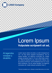 Minimalist graphic design layout template A4 Vertical advertising, creative business concept, modern diagonal abstract background Geometric element. Blue with transparent theme, Vector illustration.