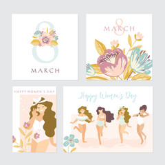 8 march. International Women's Day. Vector template with women