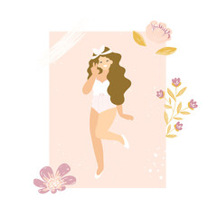 8 march, International Women's Day. Vector template with woman