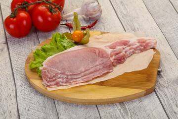 Raw pork bacon