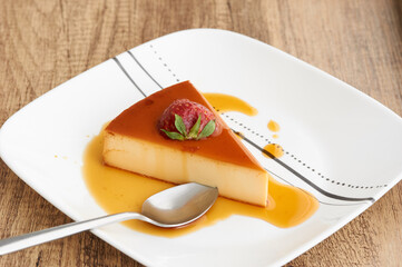 Flan de leche or Cream caramel a popular Spanish dessert, is a creamy egg and milk custard served...