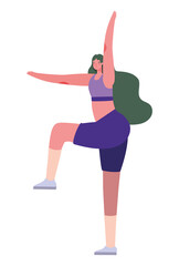 Woman with sportswear doing yoga design, Stay at home gym sport and bodybuilding theme Vector illustration