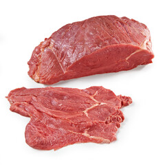 Horse Meat Sirloin Steak - Italian "Trinca" - Isolated on White Background
