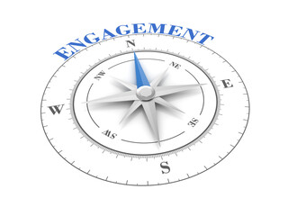 Rendering Illustraton of Compass with ENGAGEMENT Word