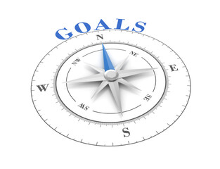 3D Rendering Illustraton of Compass with GOALS Word