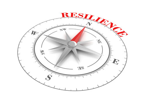 Rendering Illustraton of Compass with RESILIENCE Word