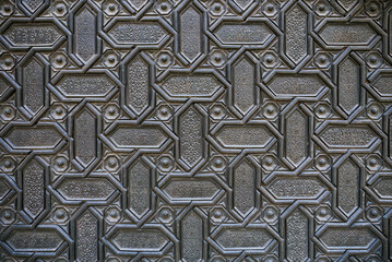 Detail of the texture of the door of the cathedral of Seville.Horizontal photograph