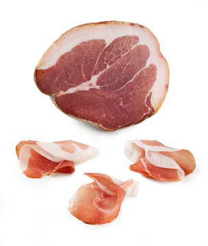 Fiocco di Culatello isolated on white background