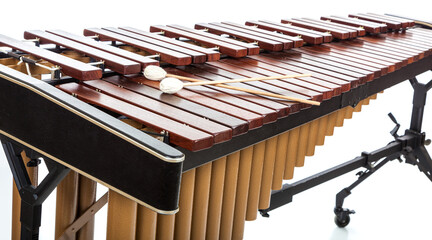 A Marimba with mallets on white