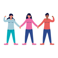 Obraz premium group of interracial young women characters