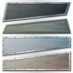 Set of horizontal metal banners or headers.