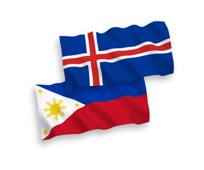 Flags of Iceland and Philippines on a white background