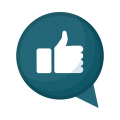 speech bubble with hand like social media icon