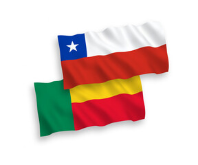 Flags of Chile and Benin on a white background