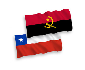 Flags of Chile and Angola on a white background