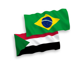 Flags of Brazil and Sudan on a white background