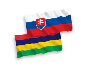 Flags of Slovakia and Mauritius on a white background