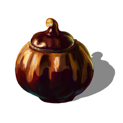 illustration of a brown ceramic pot for the kitchen