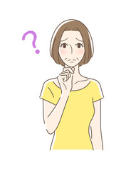 不安・疑問・悩みを感じる正面向きの女性