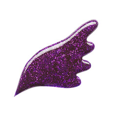 Blot of violet wing shaped nail polish isolated on white