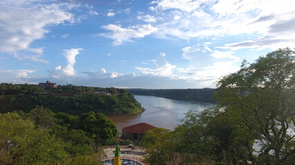 Fototapeta na wymiar The photo of the river in the Marco Das Tres Fronteiras in Foz do Iguaçu Brazil