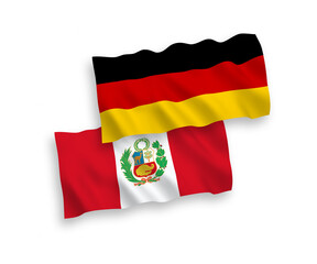 Flags of Peru and Germany on a white background