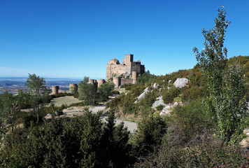 Fototapeta na wymiar Landscape of the Huesca flat Valley and Castle of Loarre. Spain.