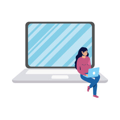 business online ecommerce with woman using laptop