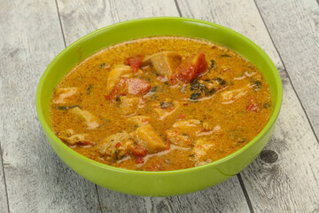 Traditional thai curry chicken soup