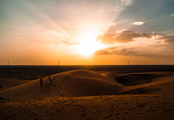 Fototapeta na wymiar Sunset in the lonely deserts of Sudan. 