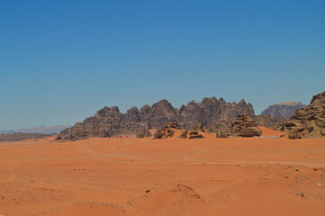 Fototapeta na wymiar Landscape of the Wadi Rum Desert in Jordan